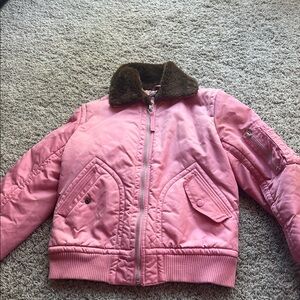 Polo by Ralph Lauren Pink Puffer Jacket with Brown Collar